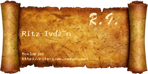 Ritz Iván névjegykártya